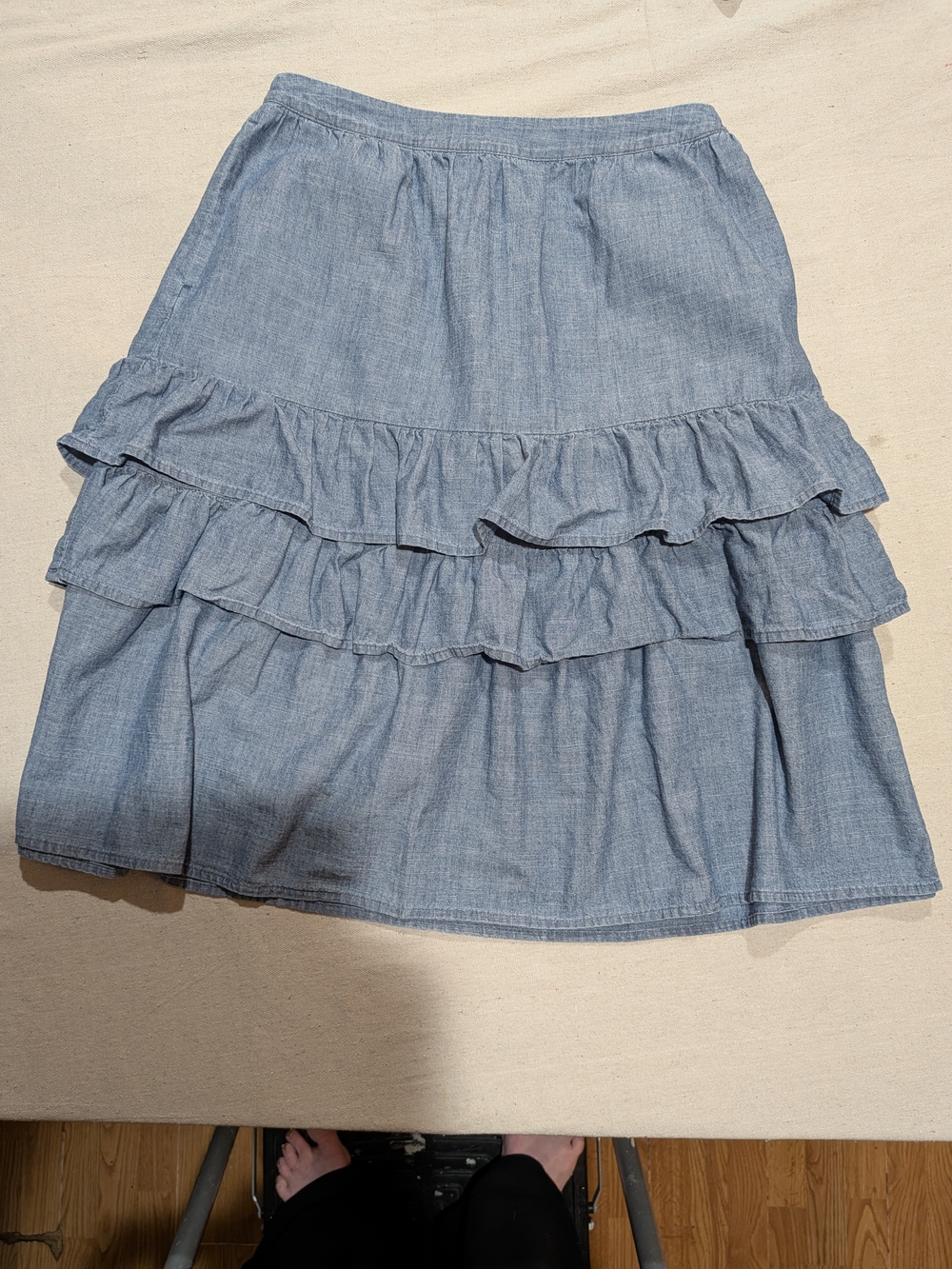 Blue Tiered Ruffle Midi Skirt Western Festival - Picture 2 of 9